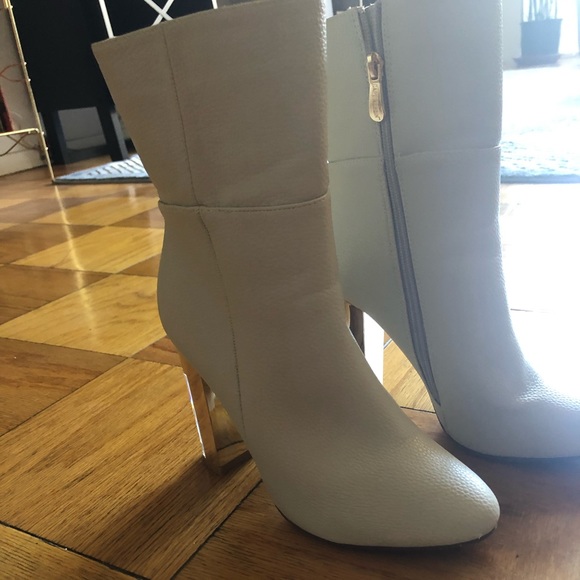 White Booties with a Clear Heel! - Picture 2 of 2